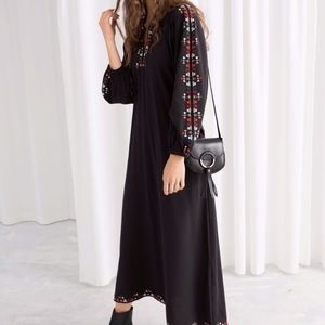 & Other Stories Embroidered Peasant Maxi Dress